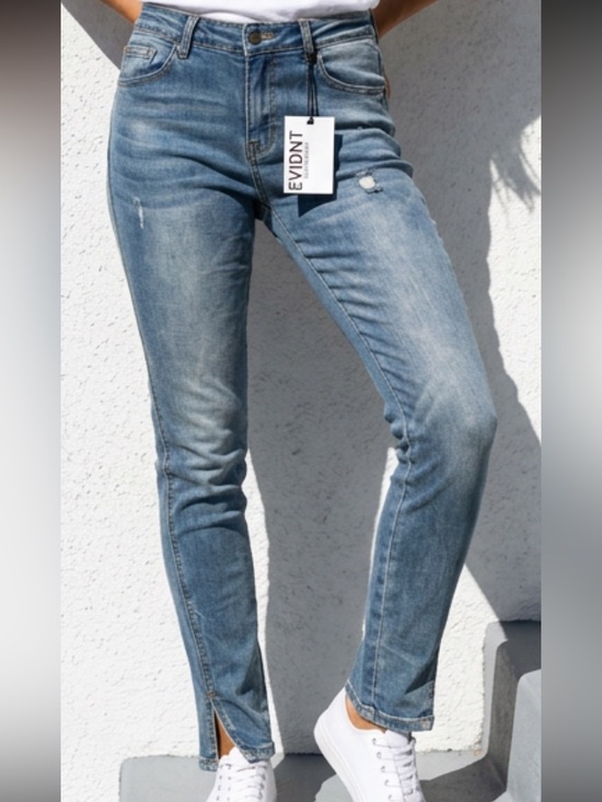 Anthropologie Denim - Anthropologie Evidnt Tate Skinny distressed mid rise jeans side slit size 27 NWT